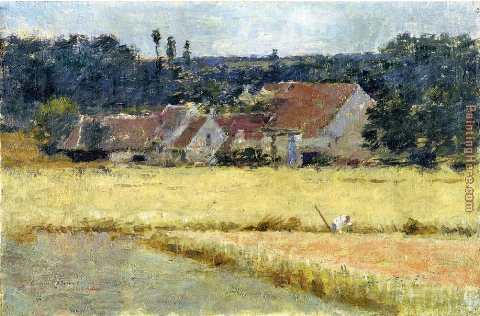 French Farmhouse painting - Theodore Robinson French Farmhouse art painting